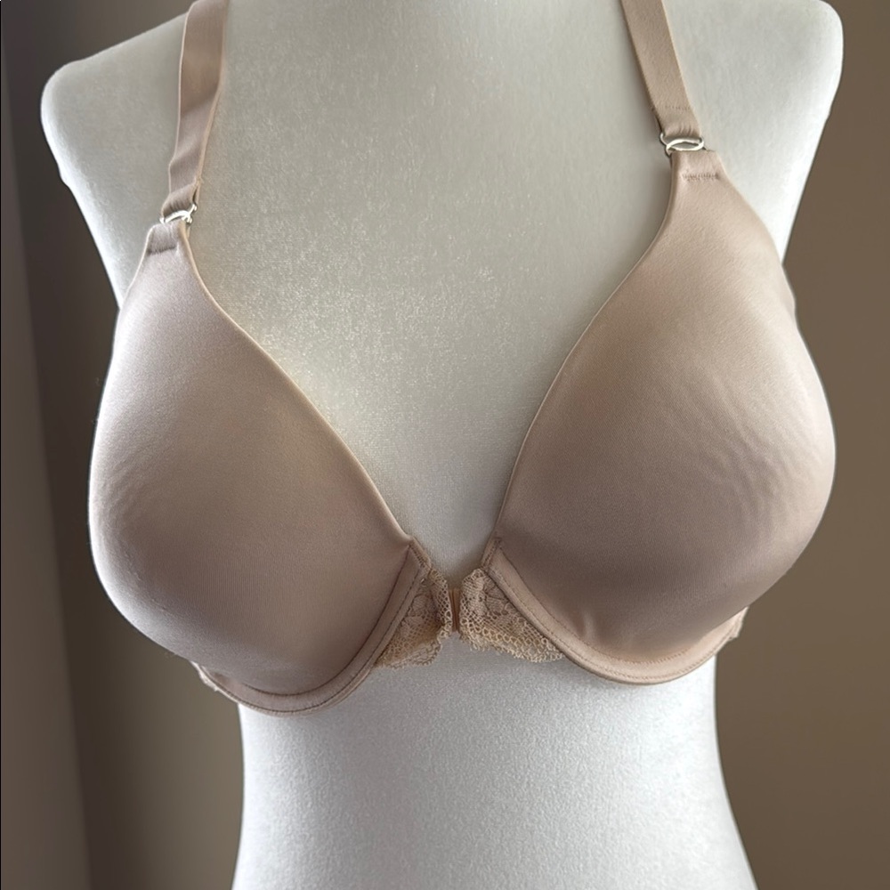 Elegant Beige Lace Trim Bra